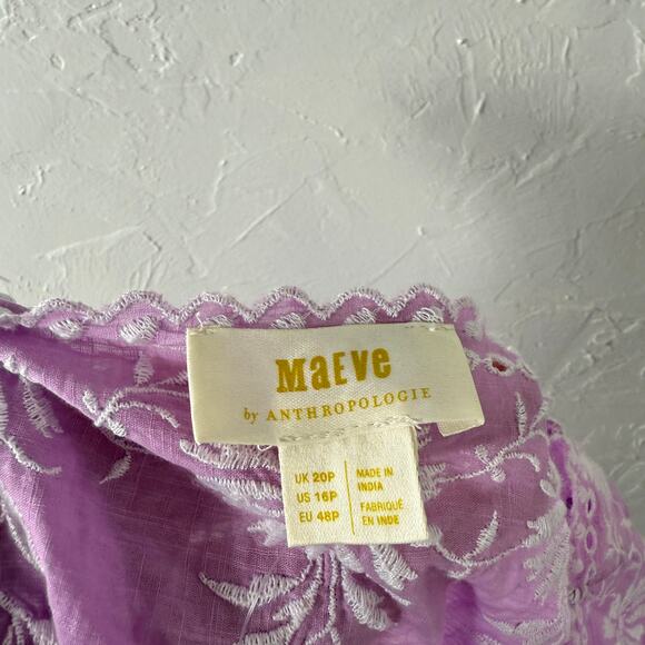 NEW Maeve Women's Shirt 16P Peasant Top Shirt Floral Embroidered Cotton Boho N5 - Picture 6 of 7